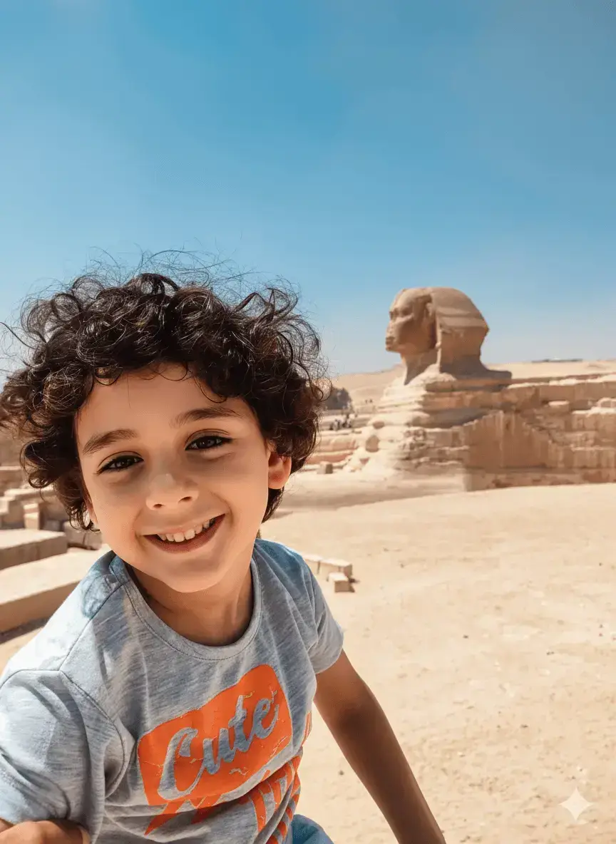 Family friendly Egypt tour at the Sphinx and Pyramids